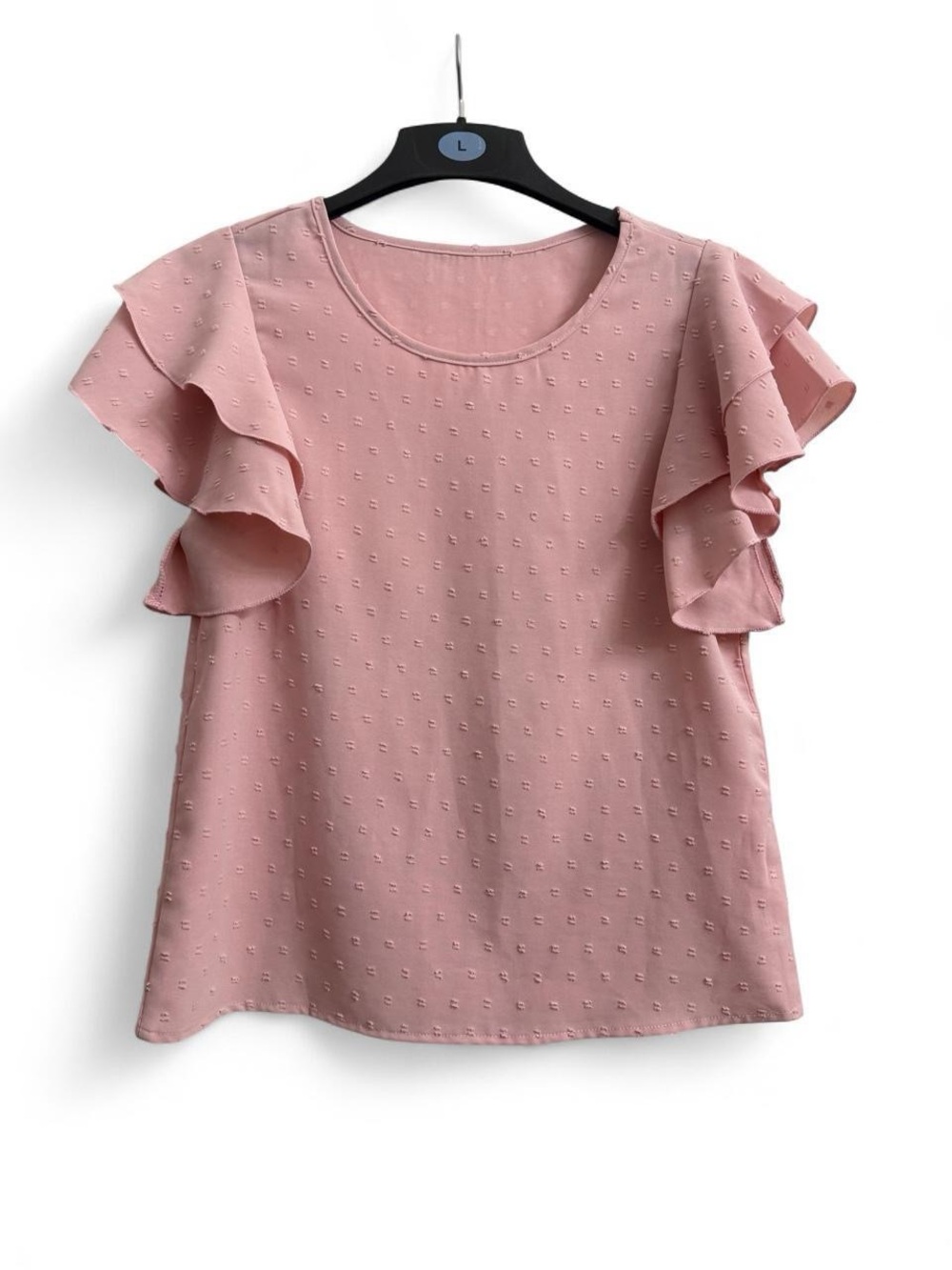 SHEIN Dusty Pink Ruffle Sleeve Blouse